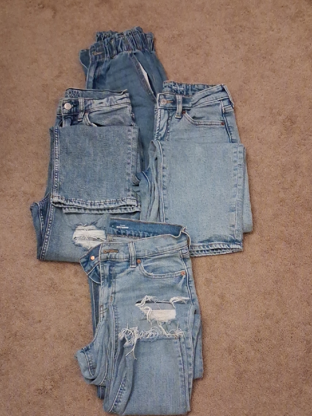 Women's Light Blue Skinny Jeans Bundle - Distressed and Classic Styles